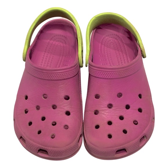 Children’s Purple and Lime Green Crocs Sz 12-13 - Picture 1 of 6